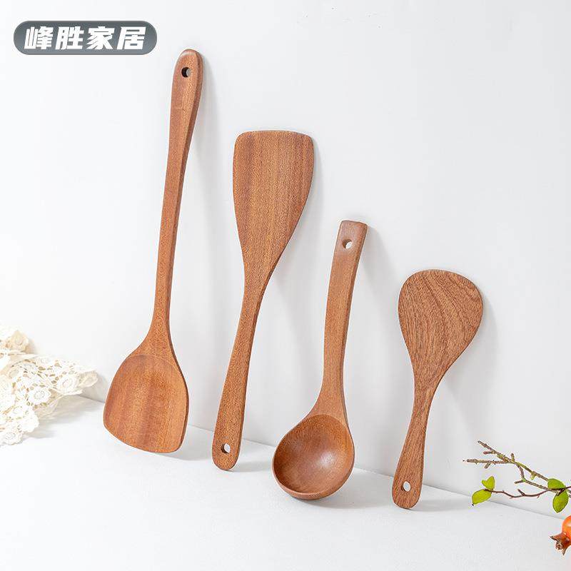 乌檀木长柄家用木铲子厨具锅铲炒铲烹饪套件木柄汤勺厨房用具