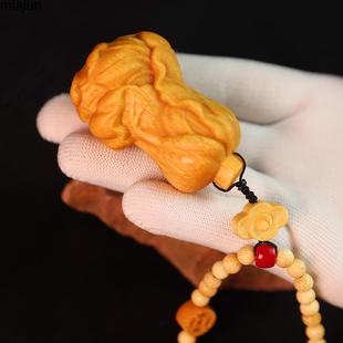 【百财聚来】实心竹雕刻把件白菜摆件文玩手把件网红盘玩摆件