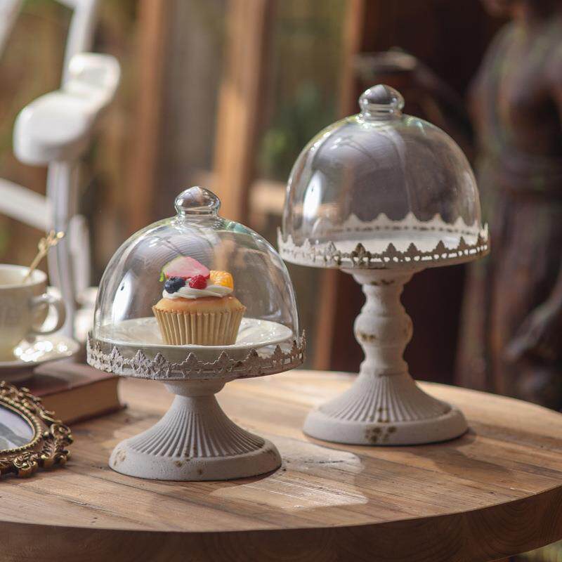 欧式铁质蛋糕甜品水果法式托盘透明玻璃罩甜蜜浪漫氛围感家居饰品