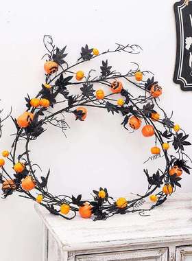 万圣节装饰品 180cm黑色枫叶南瓜藤条 鬼节桌面派对门壁橱挂件