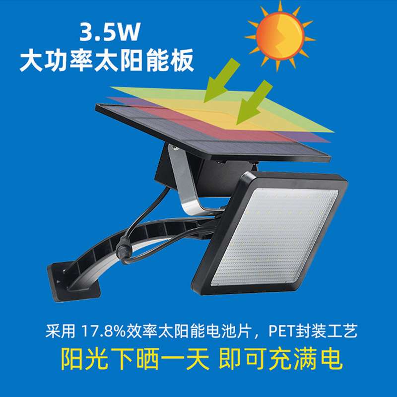 跨境48LED太阳能 景观庭院灯室内外花园升级组合分体安装照明壁灯