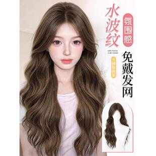 不用戴发网假发女片头顶补发蓬松彷真发免发网水波纹长卷发假发套