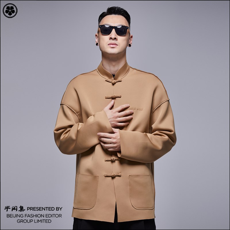 半闲集时尚唐装秋季新款空气层外套复古潮长袖上衣中国风盘扣男装