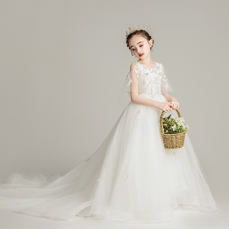 女孩钢琴演出服春洋气婚纱公主裙花童蓬蓬纱儿童小主持人礼服定制