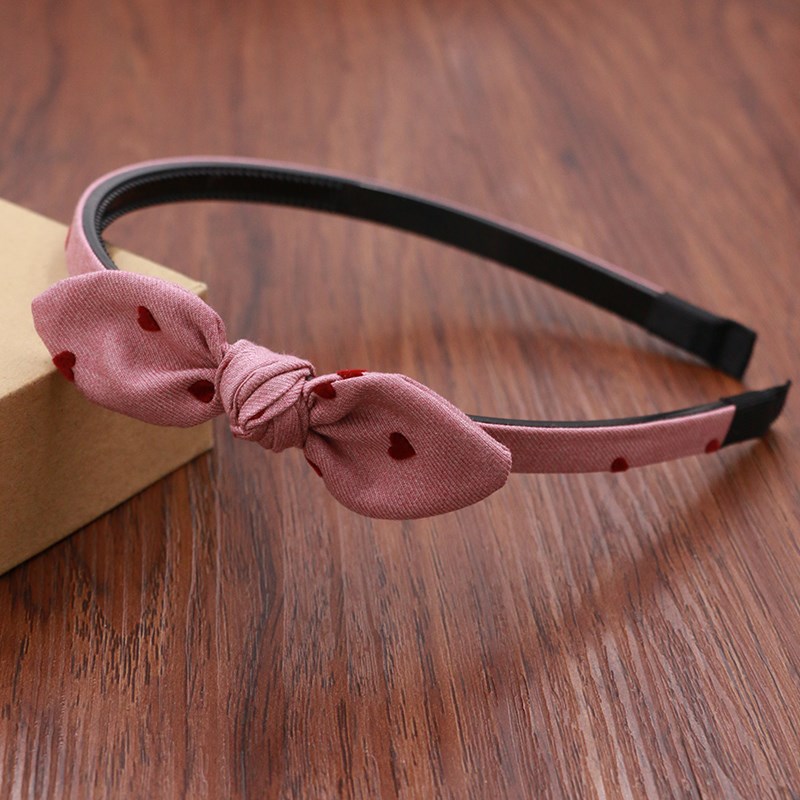 秋季新款儿童发箍爱心植绒女童头发饰简约女孩发卡蝴蝶结防滑头箍