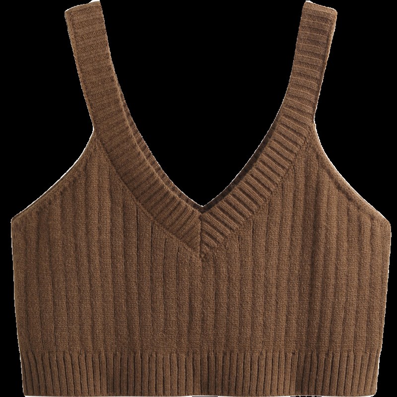 搭配衬衣吊带小背心女春秋外穿短款针织马夹叠穿双V外搭上衣马甲