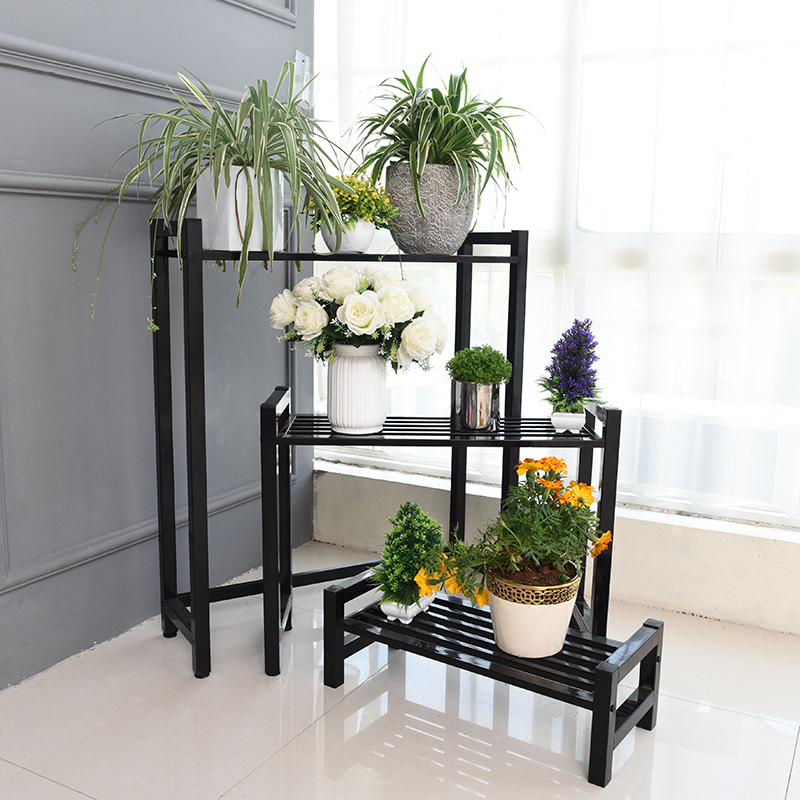 阳台花架地面多层绿植盆景架室外庭院防锈简约组合铁艺白色花架子