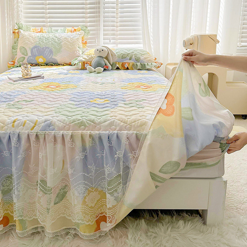 2023新款a类夹棉床笠式床裙二合一体小清新床围裙床罩保护套防滑