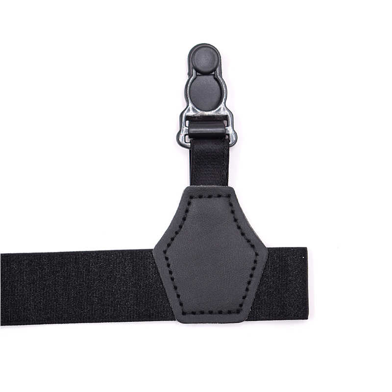 欧美新款 黑色 单夹款男女通用衬衫防滑吊袜带 弹力可调节吊袜夹