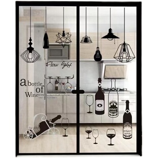 厨房推拉门防撞墙贴玻璃贴纸客厅阳台欧式风贴画餐厅门贴防水贴纸