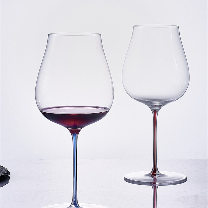 罗派高端手工波尔多红酒杯高脚彩杆勃艮第酒杯 便携旅行盒单只2只