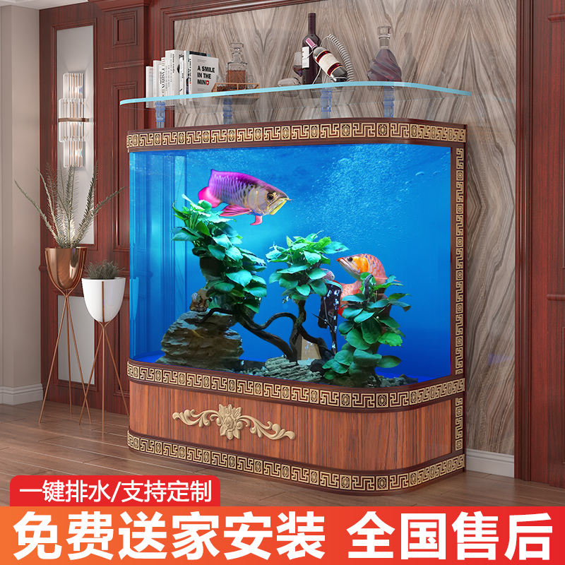 圆形鱼缸客厅小型落地家用大型欧式鱼缸玻璃免换水生态金鱼乌龟缸