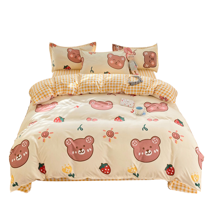 卡通被套单件非全棉纯棉被单150x200学生宿舍单人床单被罩三件套