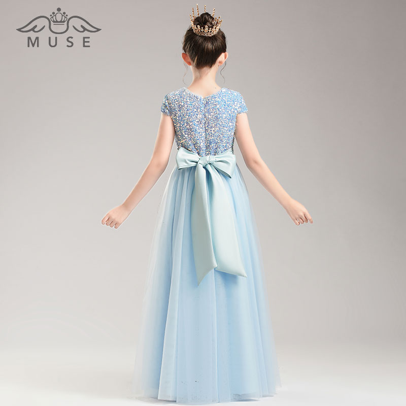 2021新款女童钢琴表演服公主裙高端亮片儿童主持合唱演出服礼服裙