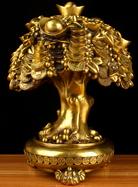 铜元宝摇钱树摆件 铜摇钱树摆件 铜元宝树摆件