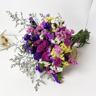 勿忘我满天星干花花束装饰摆件风干天然客厅摆设带花瓶花篮论斤卖