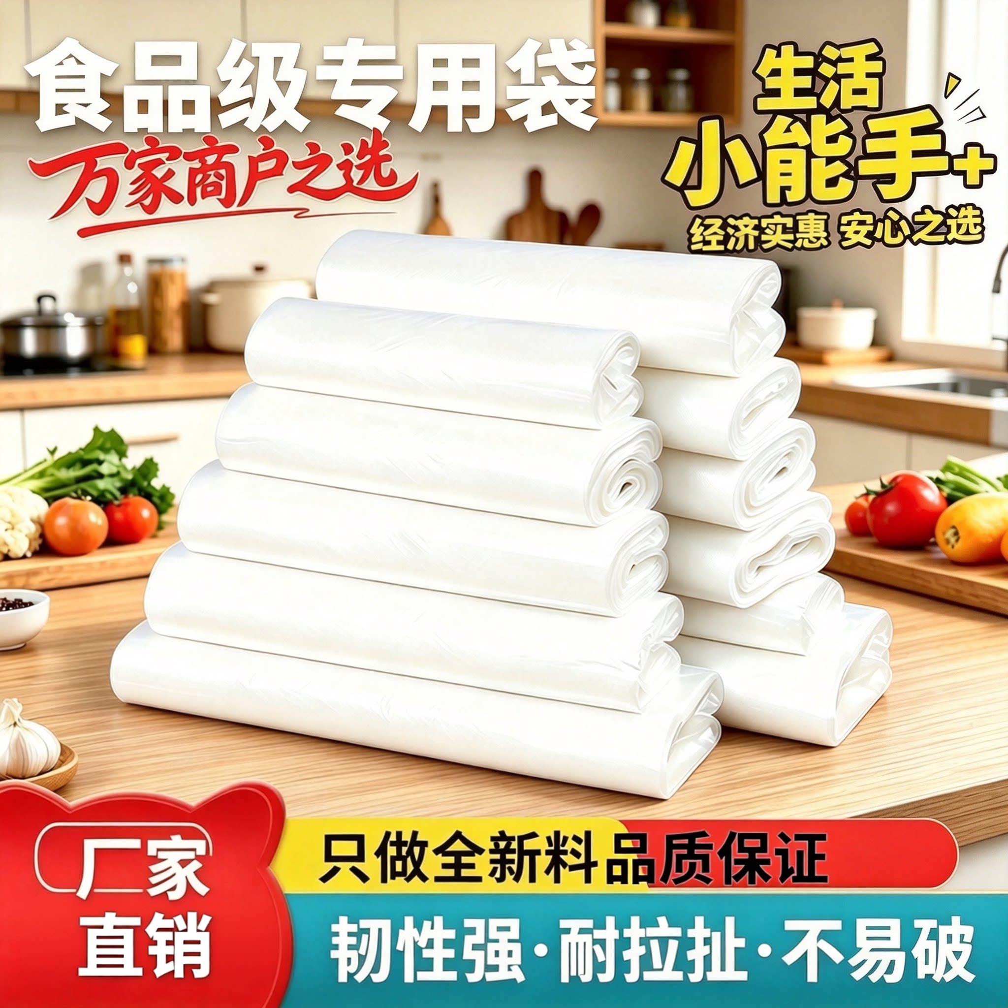 筱颖白色食品袋塑料袋一次性透明
