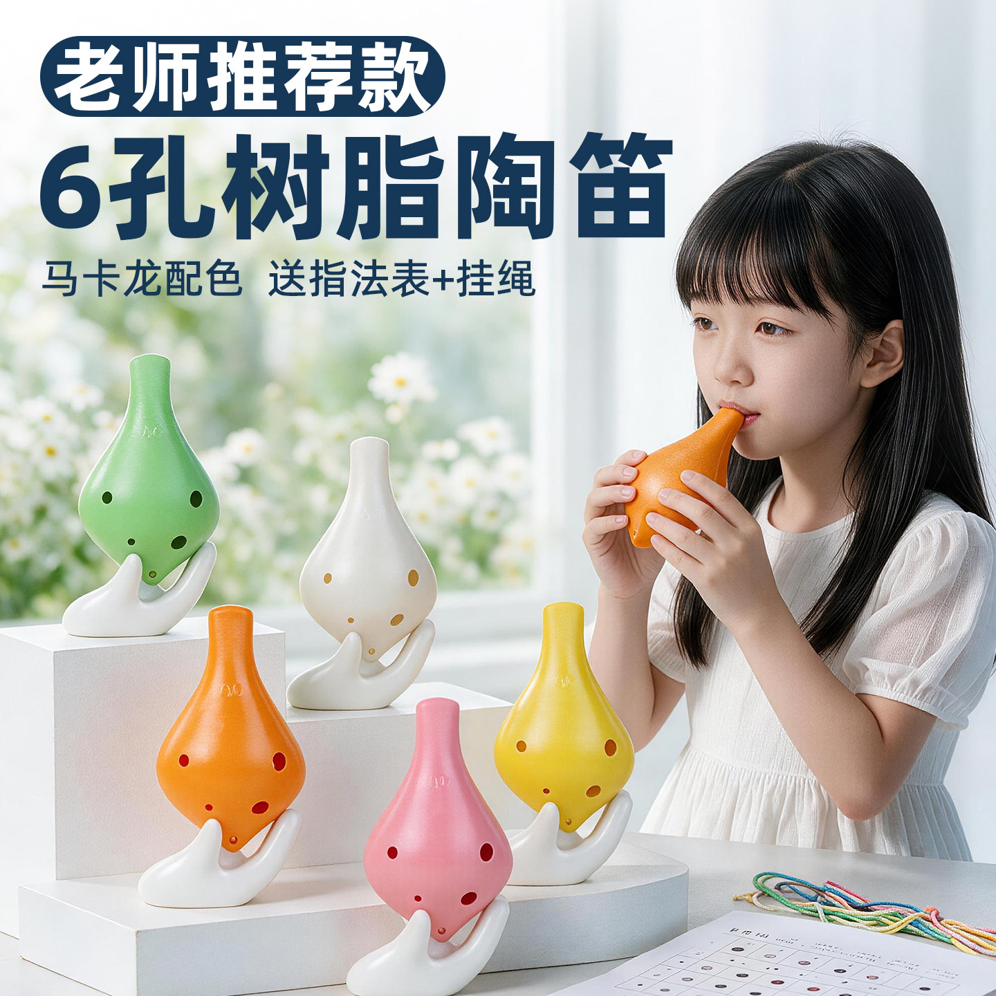 陶笛6孔中音C调长短嘴初学入门树脂塑料六孔AC儿童小学生成人乐器