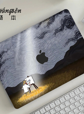 梵高油画适用苹果macbook保护壳macbookair笔记本电脑保护套macpro14寸外壳pro13软M3透明15磨砂M4硅胶16膜M2