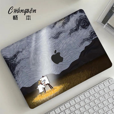 梵高油画适用苹果macbook保护壳macbookair笔记本电脑保护套macpro14寸外壳pro13软M3透明15磨砂M4硅胶16膜M2