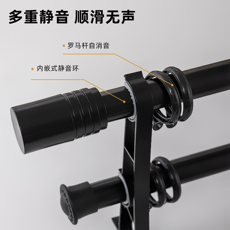 简约现代罗马杆铝合金窗帘杆配件一整套支架单双杆挂环圆柱头封口图片