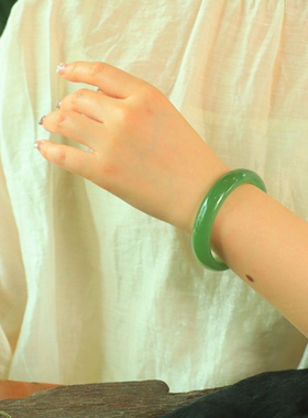 平安镯新疆和田玉老坑碧玉手镯