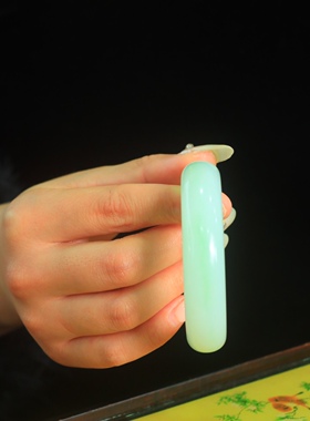 和田玉翠青籽料正圈平安镯女款