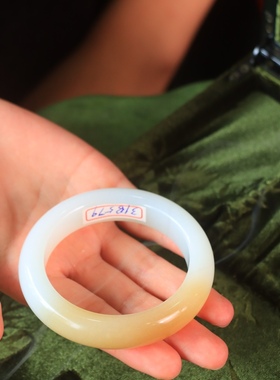 新疆和田玉糖白玉手镯籽料平安镯