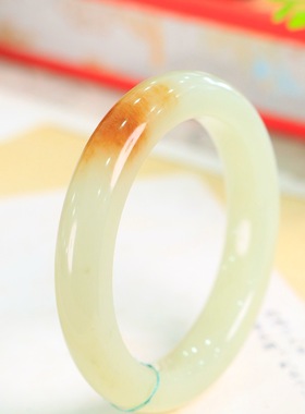 新疆和田玉籽料手镯糖白玉平安镯