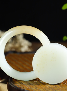 正品新疆和田玉且末玉圆条镯套镯