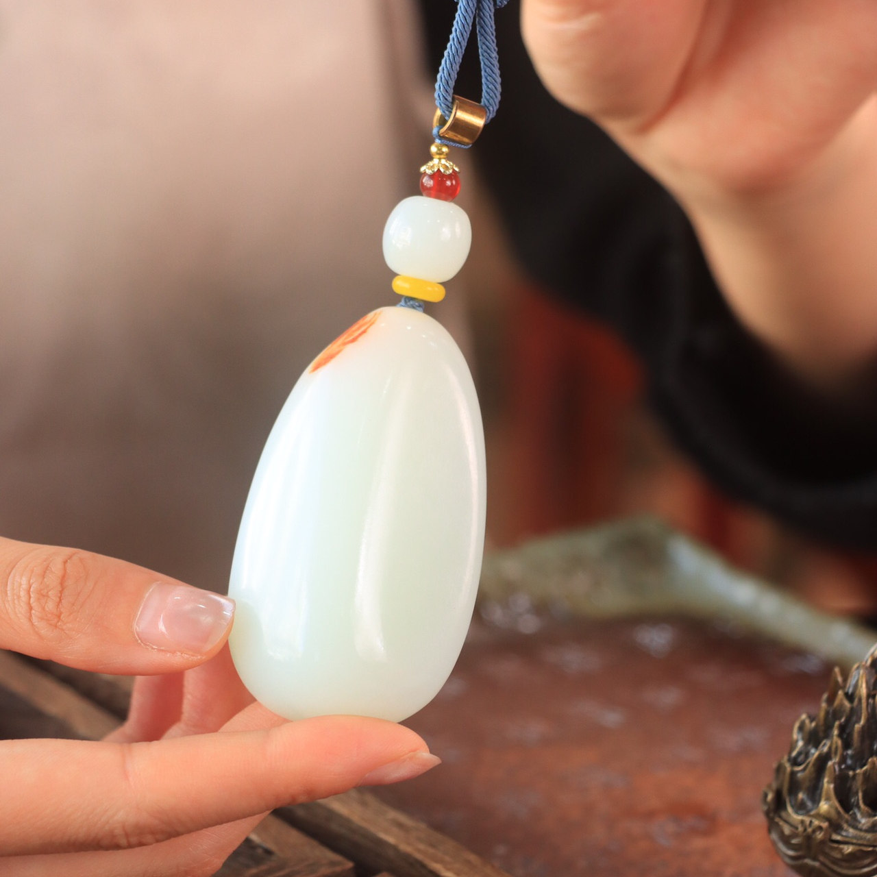 新疆和田玉羊脂白玉籽料平安无事牌原石吊坠天然玉石挂件收藏品
