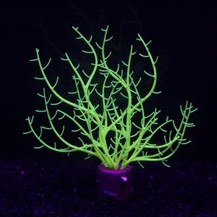 直销跨境水族馆鱼缸造景装 新款 饰彩色荧光硅胶软体珊瑚枝假水草