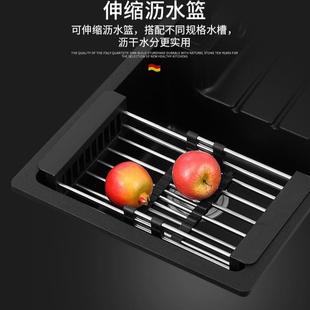 直销家用石英石水槽单槽 新款 厨房洗菜盆洗碗池单阶梯加厚台下上