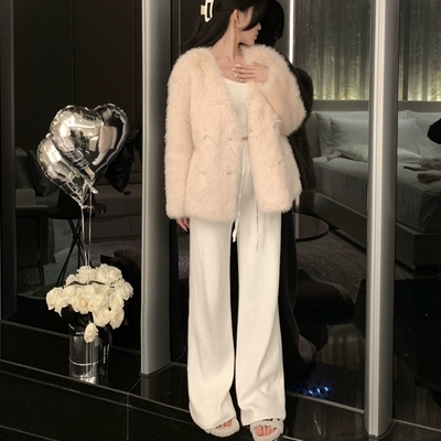 垂感加绒针织阔腿裤女秋冬高腰拖地裤休闲宽松显瘦加厚直筒长裤子