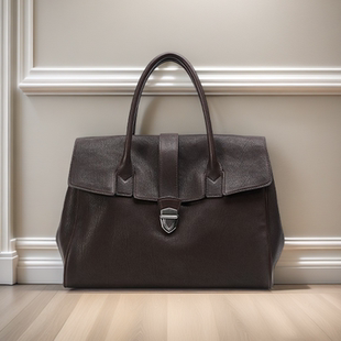 香港裘&&真手提公文包女士真皮复古大容量通勤头层植鞣牛皮包包