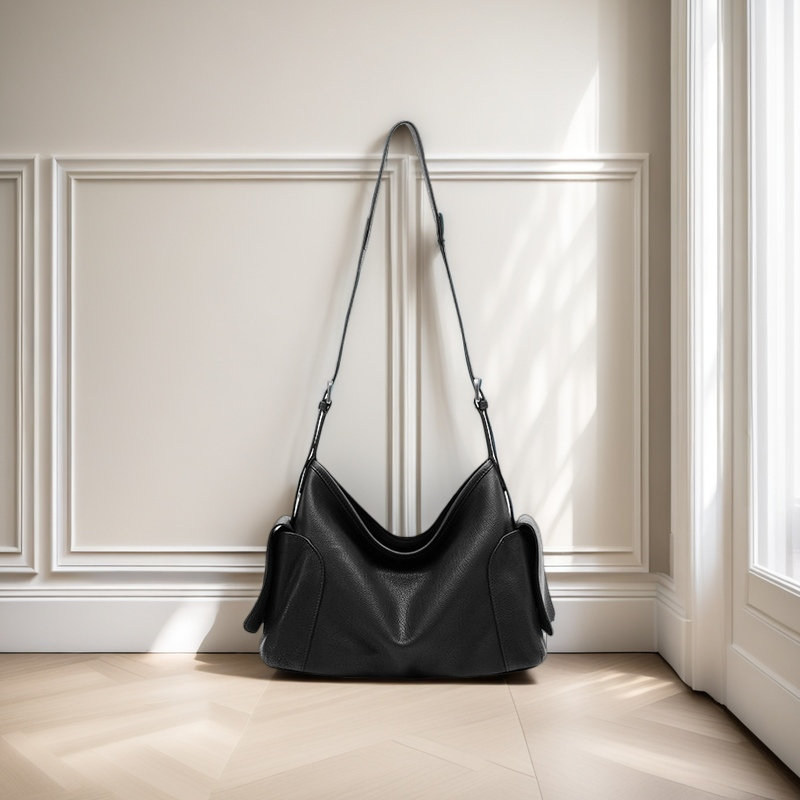 【奚梦瑶同款】裘&&真植鞣胎牛皮逍遥hobo包单肩斜挎大容量通勤包