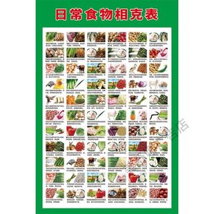 日常食物相克表海报广告美容院养生馆饮食食谱装饰画广告自粘贴画