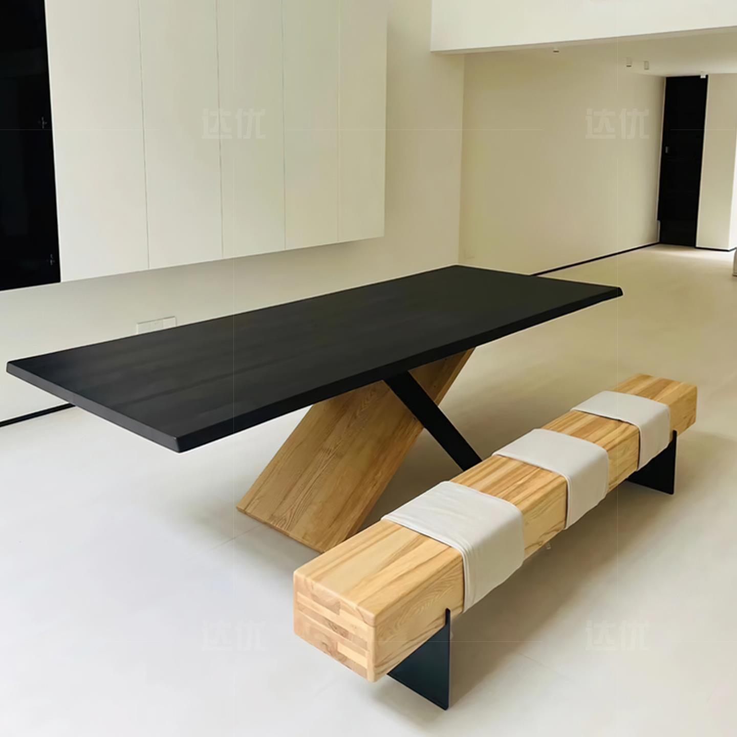 需定制去客厅化实木书桌餐桌茶桌一体家用书房大板桌办公桌沙发后