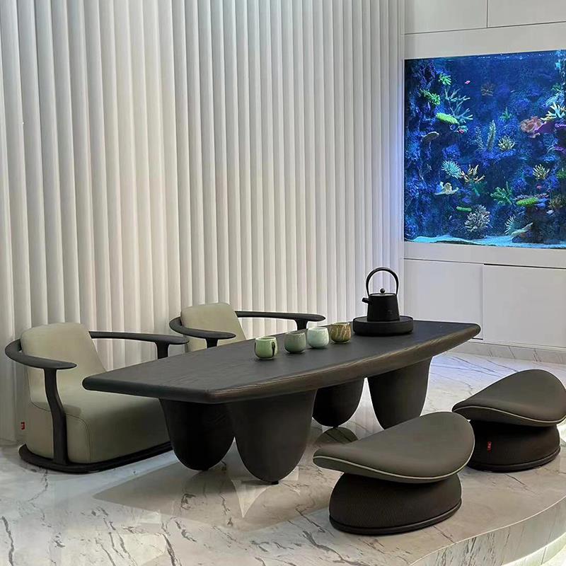 需定制新中式榻榻米茶桌2025新款高端阳台飘窗矮桌茶室茶台胡桃木