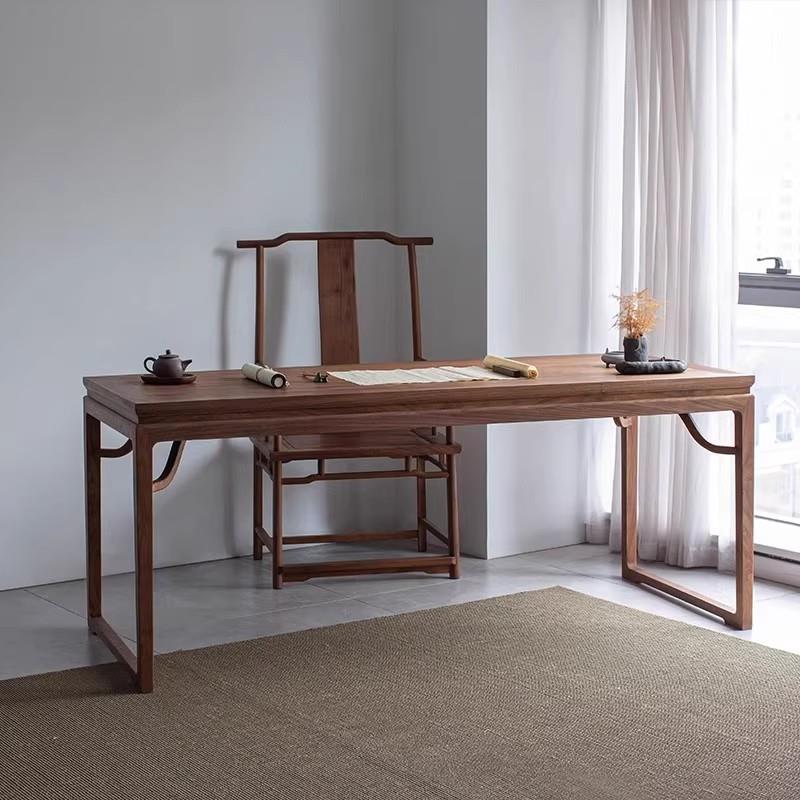 需定制新中式老榆木书桌禅意纯实木书法桌宋氏美学写字台彷古实木