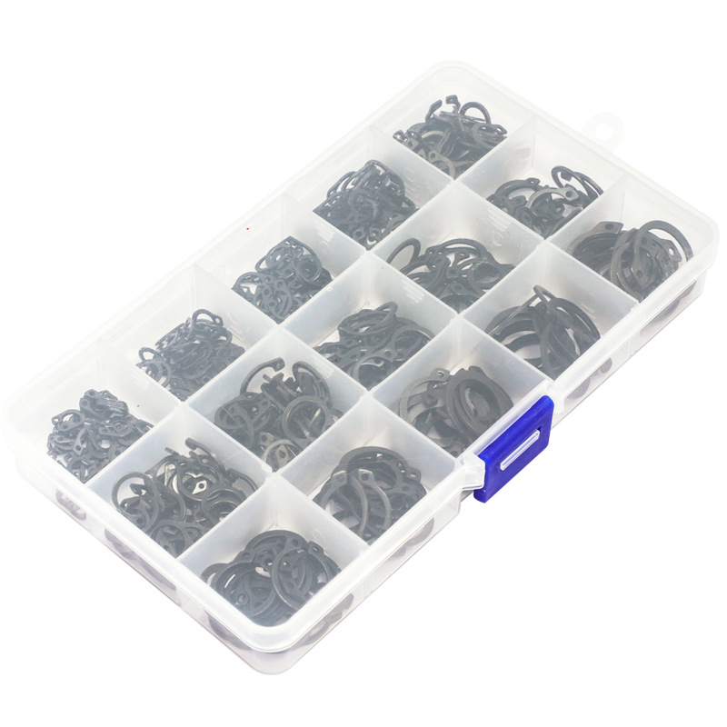 480PCS黑色C型轴用挡圈弹性卡簧外卡环外卡圈套装盒装DIN471跨境