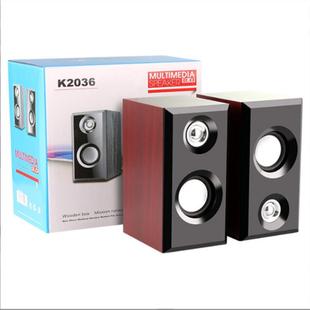 电脑音响USB有线台式 跨境 笔记本迷你桌面家用办公低音炮木质音箱