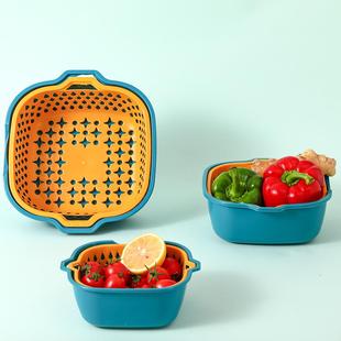 直销加厚家用双层塑料沥水篮六件套八件套创意厨房多层特大滴 新款