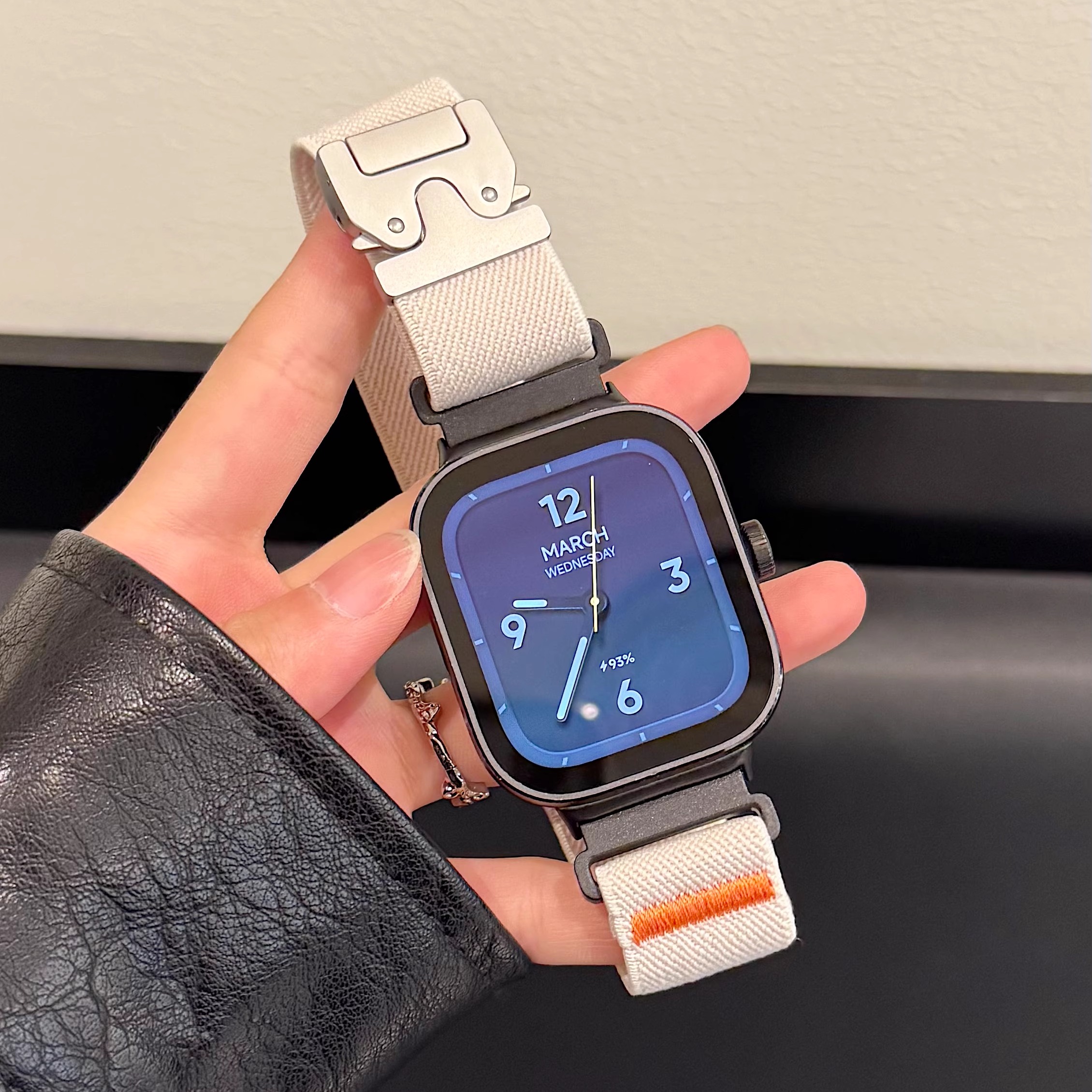 适用小米Redmi watch6帆布机甲风伞扣表带红米watch5/4橙线尼龙弹力透气9pro升级个性降落伞金属8pro腕带男女