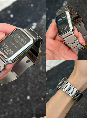 新款机甲方格适用小米手环9Pro表带时尚科技感8pro高级个性红米redmi watch6男款替换带Redmi5配同款电镀壳