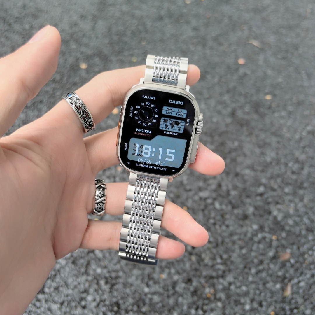 鹏华汇适用华为fit4Pro手表表带华为fit4十五株钢带卡扣fit3表链潮男华为watchfit4实心金属夏天不锈钢带新款