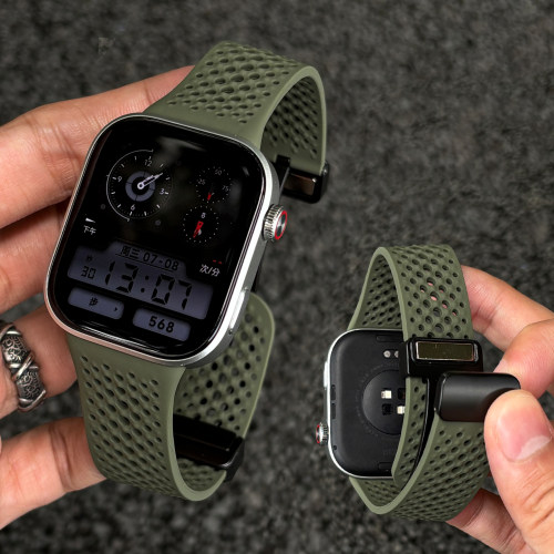 适用华为watchFIT5表带硅胶磁吸折叠扣华为fit4Pro网洞创意fit3/fit5Pro小众男女运动watch FIT4夏天透气腕带
