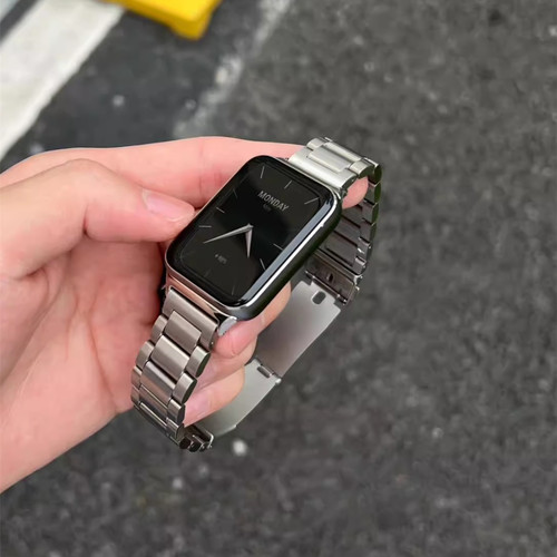 三株不锈钢腕带适用小米手环9pro/小米8pro手表表带红米手表watch5夏天男女Red mi watch6实心钢带小米9Pro配