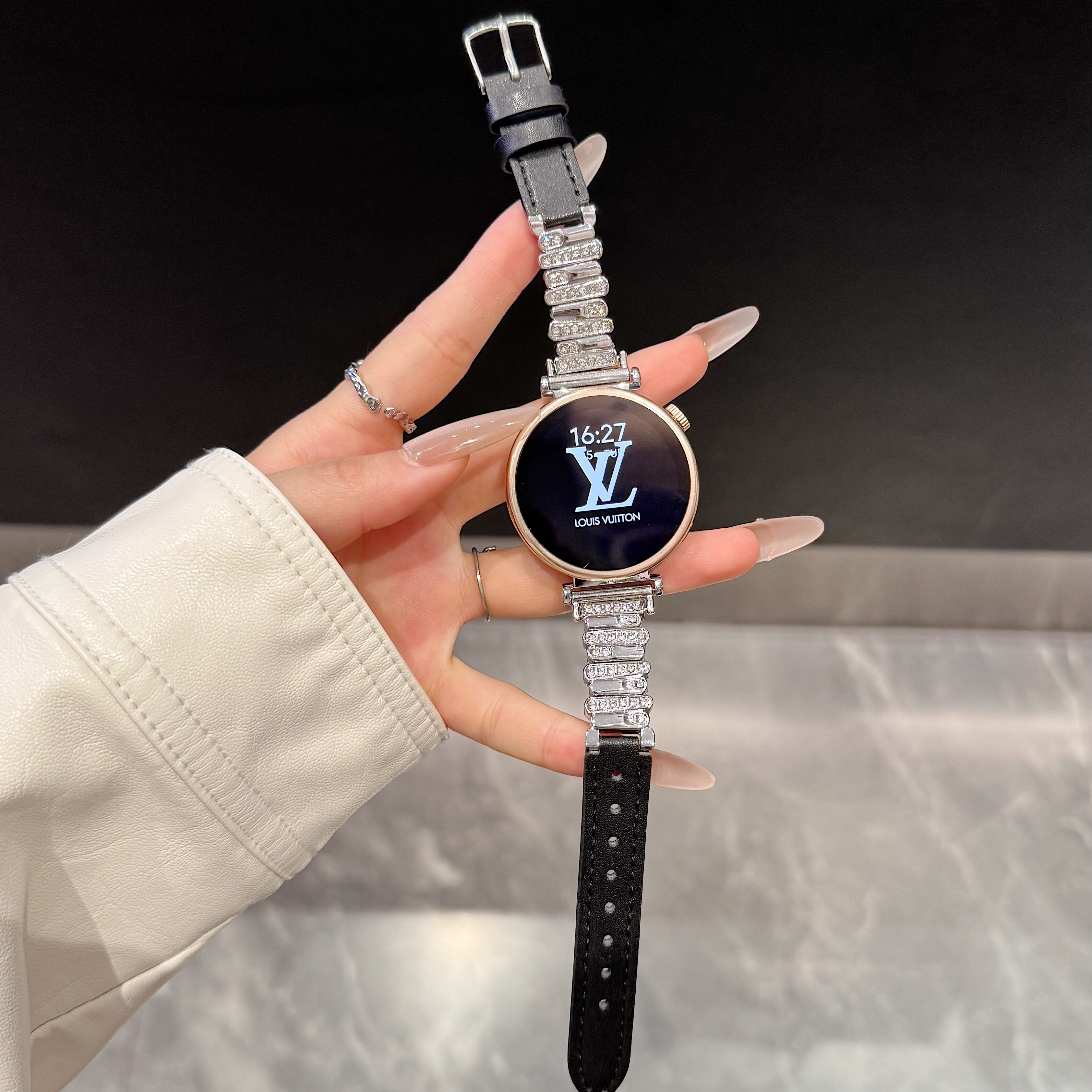 适用于华为GT6/5/4手表表带gt6pro高颜值女款gt5/4不规则镶钻新款watch5/4高级感4pro真皮watch3pro金属腕带