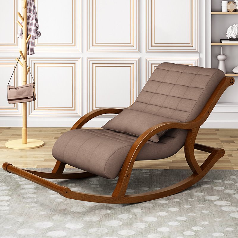 北欧实木布艺摇椅老人大摇椅躺椅懒人休闲沙发椅摇摇椅布艺逍遥椅
